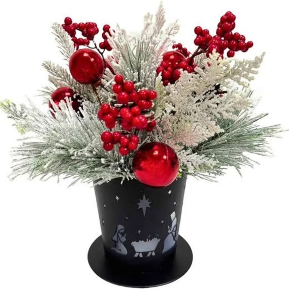 Lighted, Potted Christmas Table Centerpiece NEW